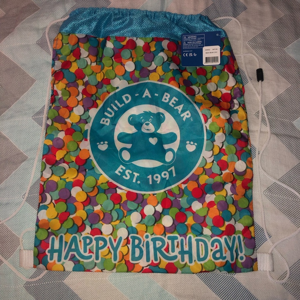 Build-A-Bear Colorful Confetti Drawstring Bag